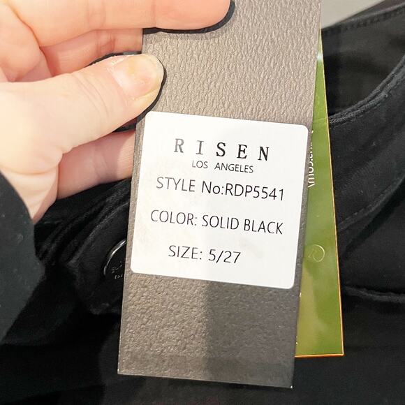 Risen Courtney High Waisted Denim Wide Leg Jeans Solid Black 5 / 27 - Picture 3 of 13